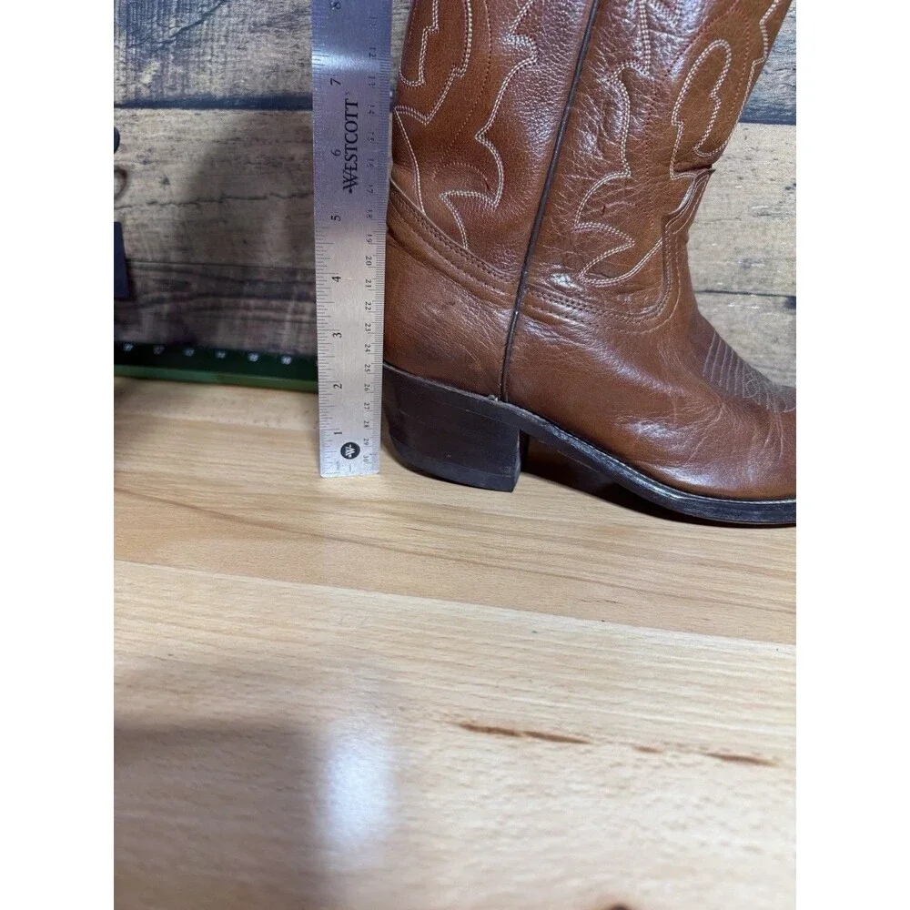 Durango West Vintage USA Made Cognac Brown Rare Western Cowboy Boots Mens 9